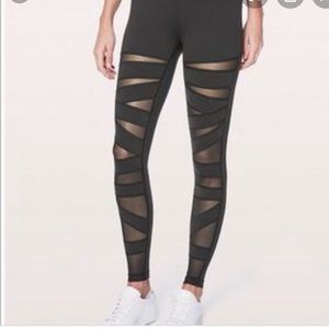 Black mesh cutout lulu legging